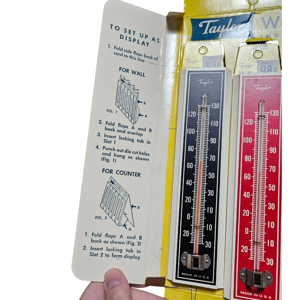 Taylor Wooden Indoor Outdoor Wall Thermometer Set of 6 W/ Display No. 5152 NWT‎